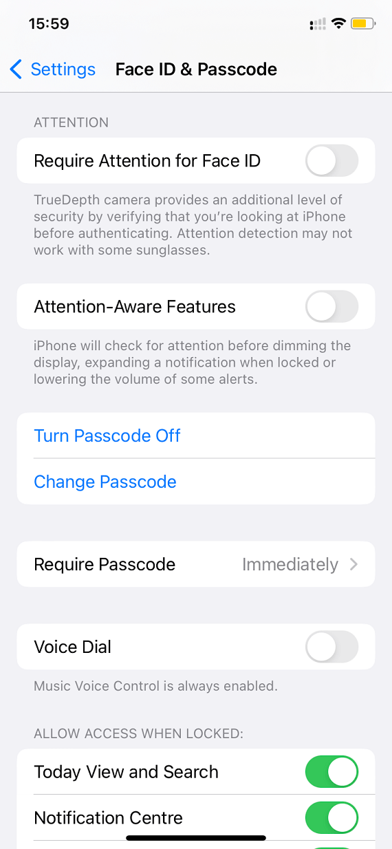 How to change the passcode on iPhone: Screenshot 1