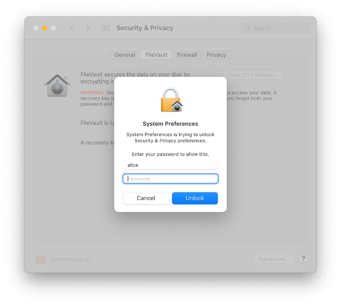 How to enable FileVault on your Mac: Screenshot