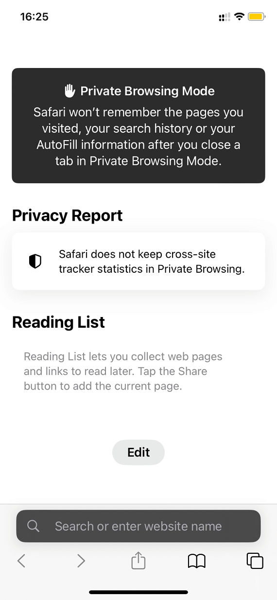 How Private Browsing on Safari for iPhone works: Screenshot 1