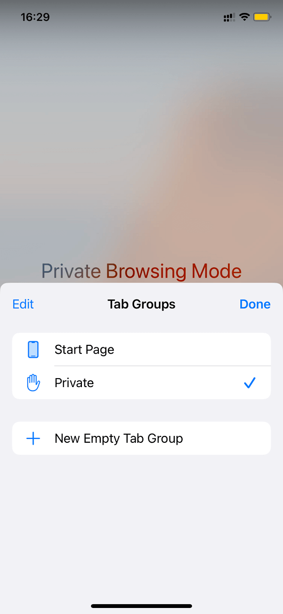 How to turn Private Browsing mode on and off on iPhone: Screenshot 2