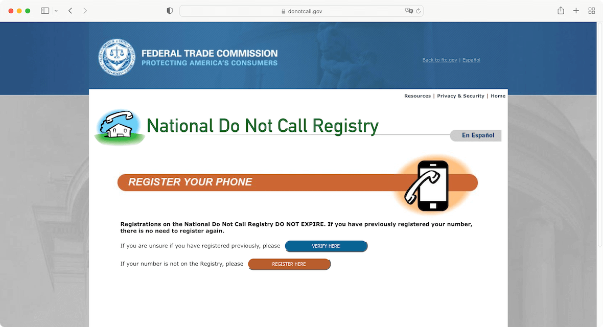 The US National Do Not Call Registry