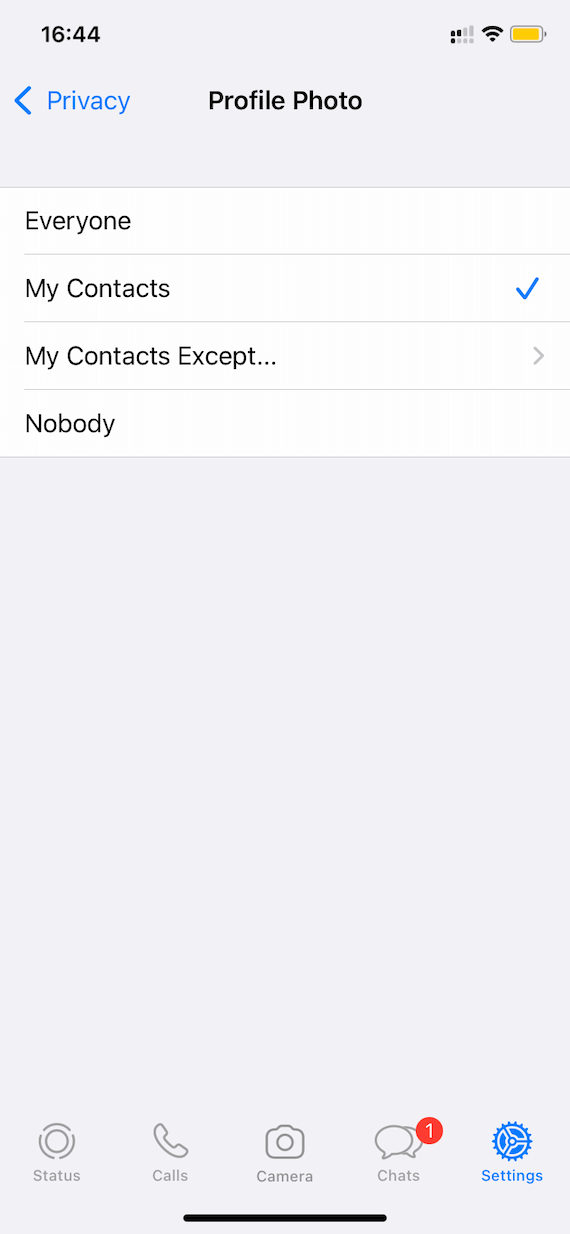 Whatsapp privacy settings: Screenshot 2