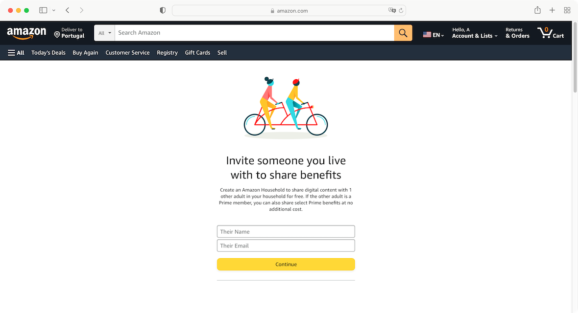Screenshot: How to create an Amazon Household