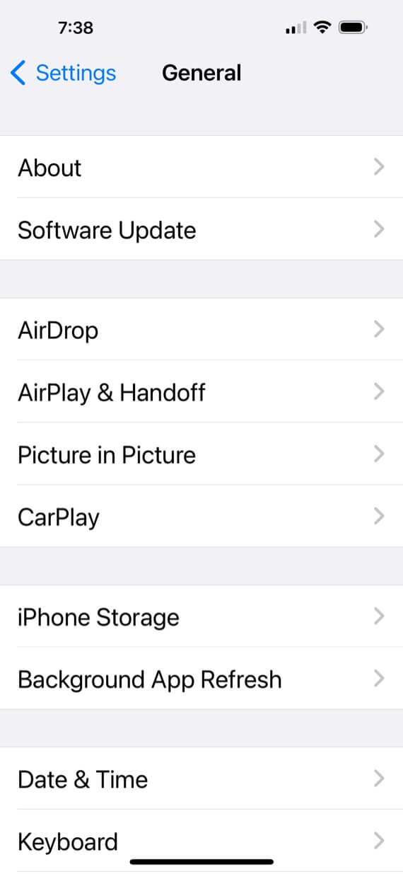 A screenshot showing how to do a factory reset on iPhone (part 1).