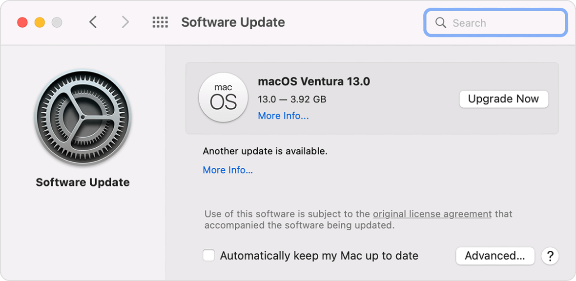 Screenshot of how to ensure that automatic updates are enabled on your Mac.