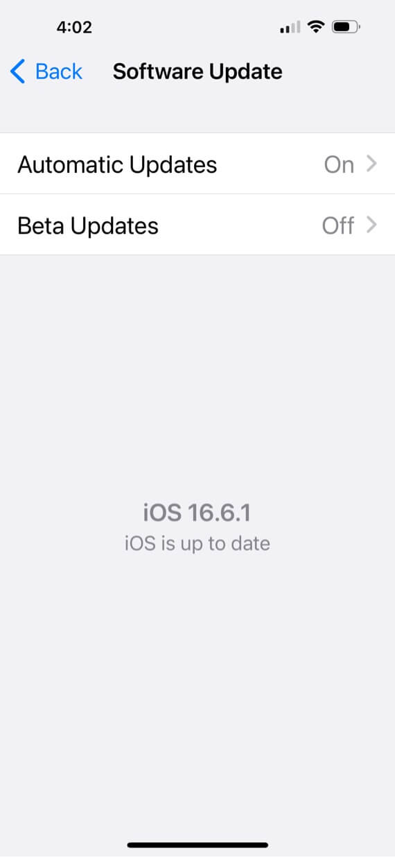 A screenshot showing up to update iPhone iOS (part 2).