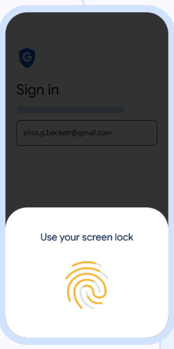 Screenshot: Signing in to Google Account with passkeys (part 2).