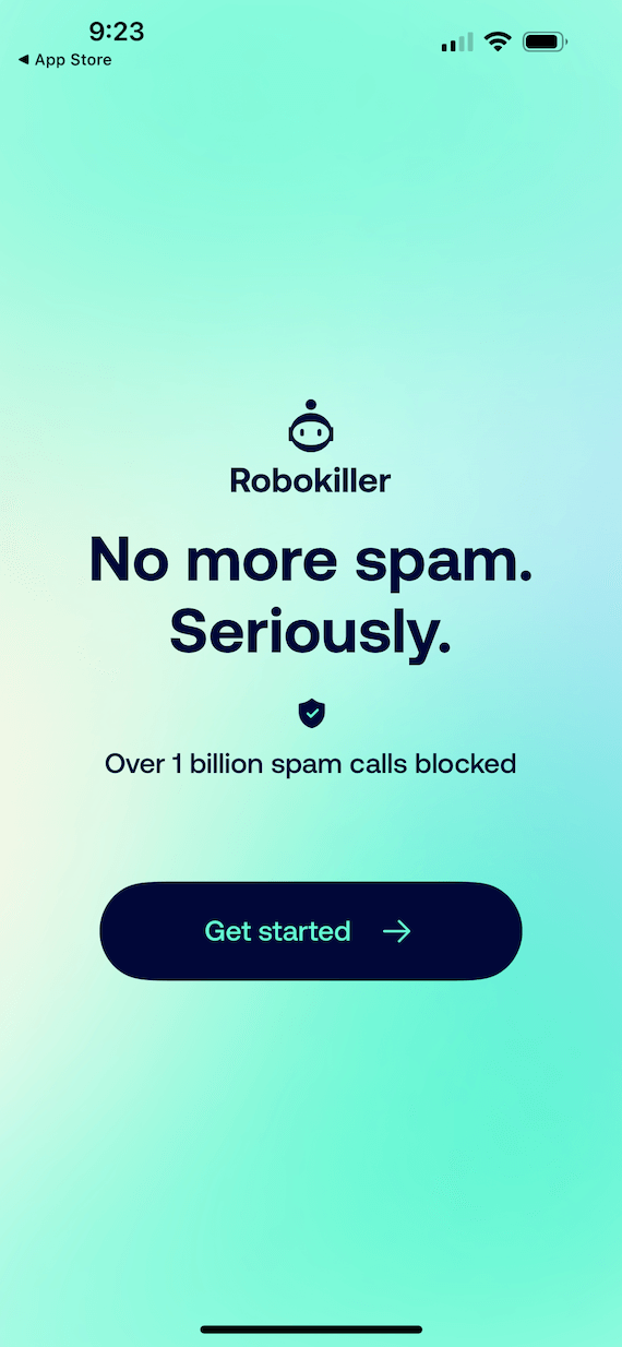 A screenshot of the RoboKiller app.
