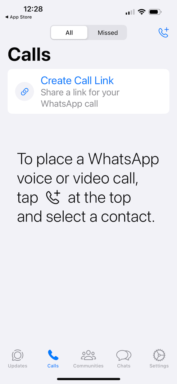 A screenshot of calls on WhatsApp.