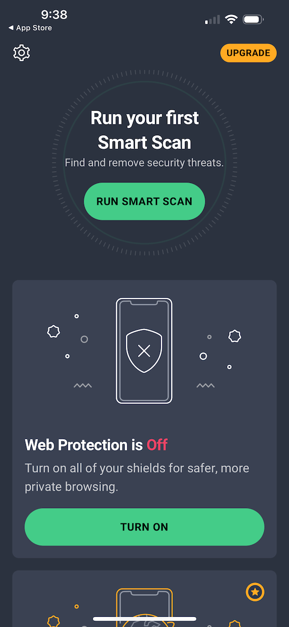 A screenshot of AVG Mobile security for iPhone.