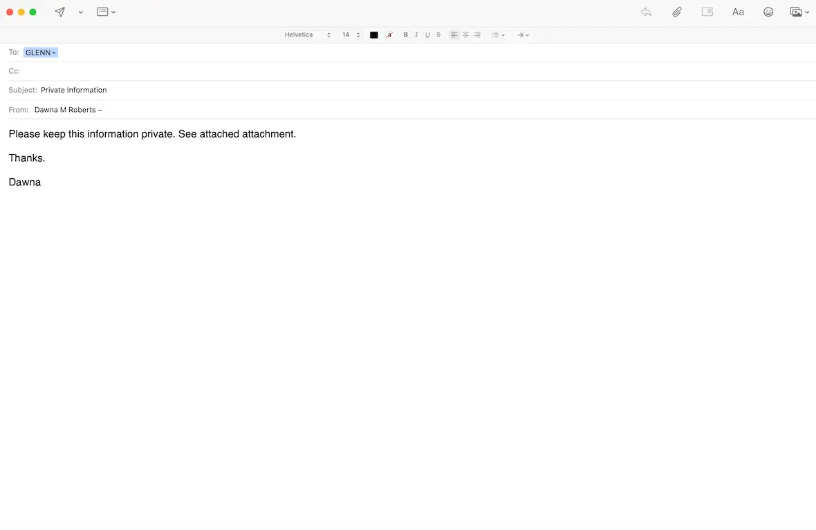 A screenshot of an encrypted email in Apple Mail.