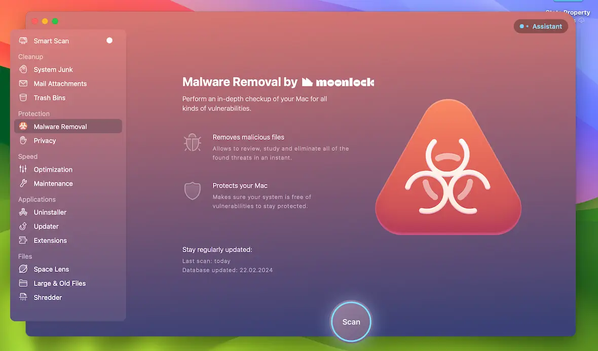 A screenshot of the CleanMyMac X malware remover.