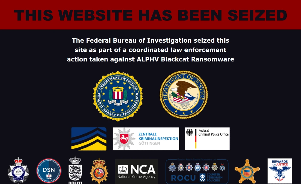 An image of the old ALPHV dark web site seized by the FBI.