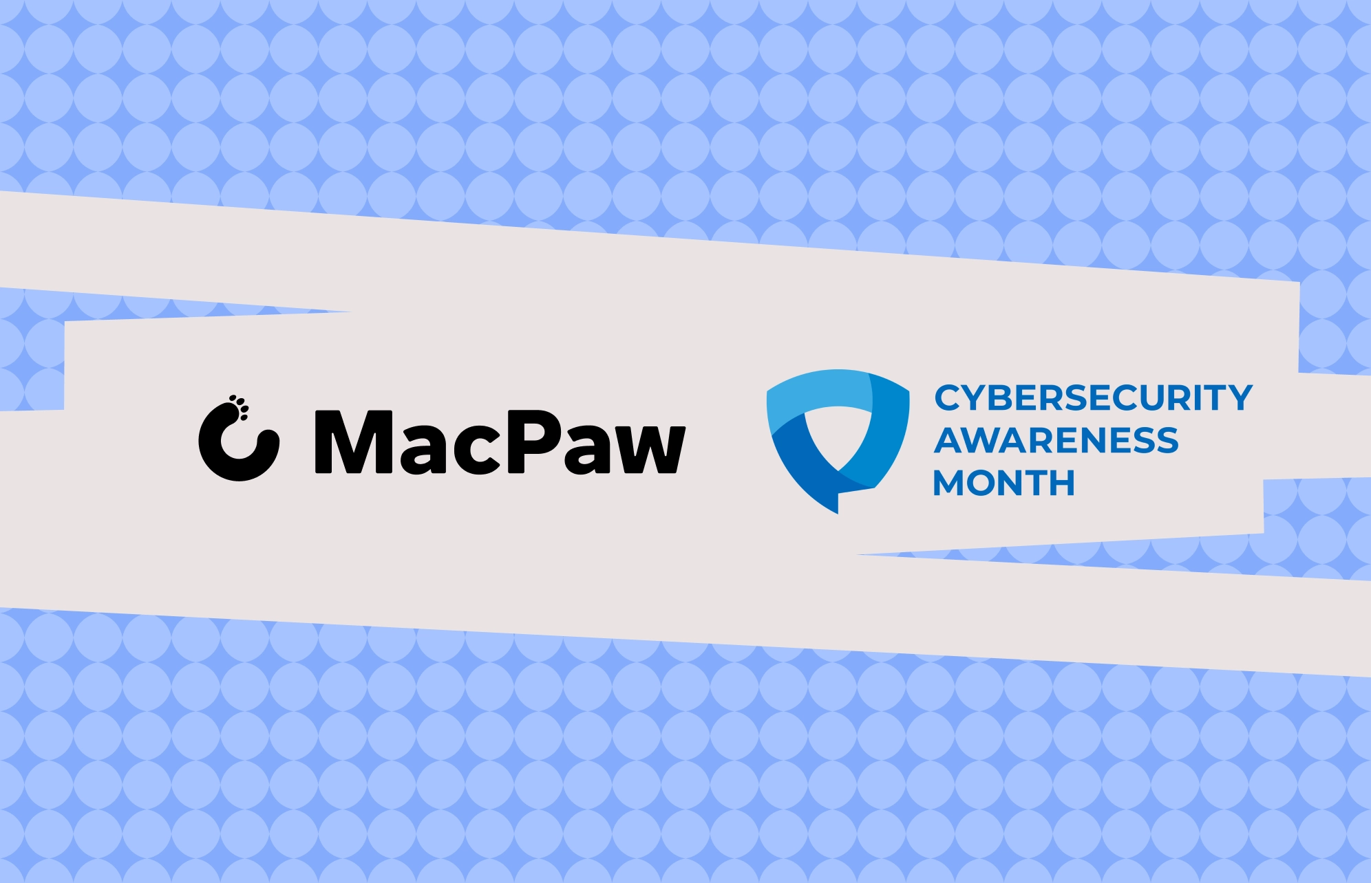 MacPaw logo next to a badge of the Cybersecurity Awareness Month Champion