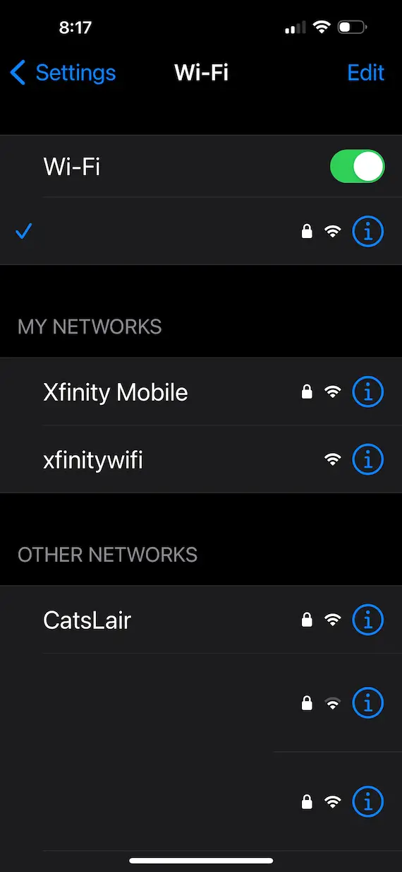 A screenshot of the Wi-Fi settings showing the network key on iPhone.