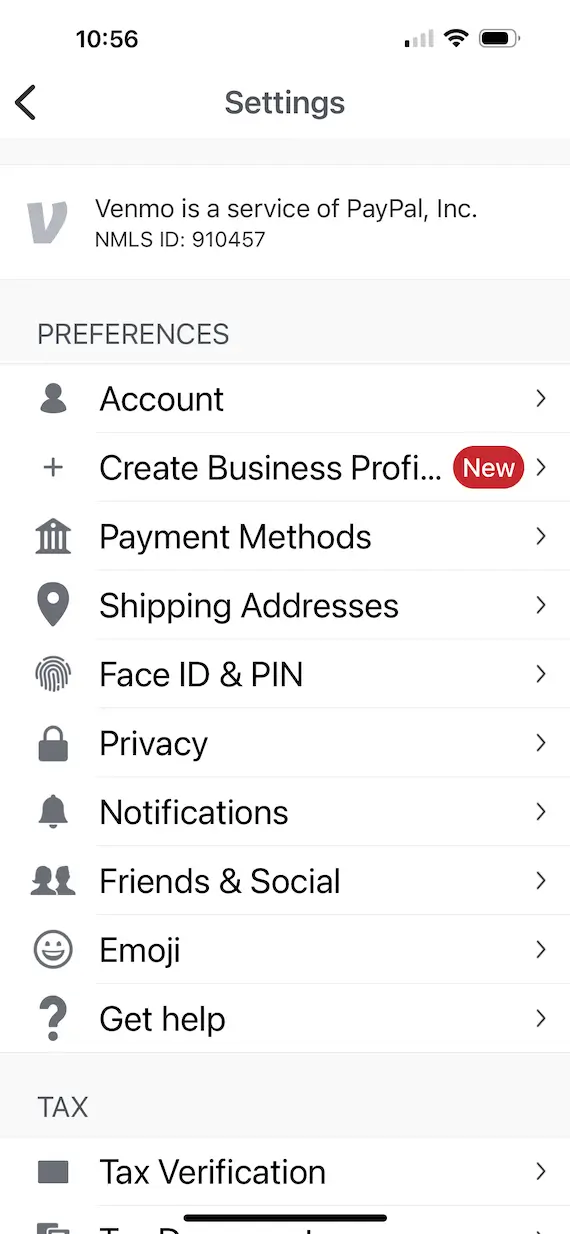 A screenshot showing where to find Venmo privacy settings.