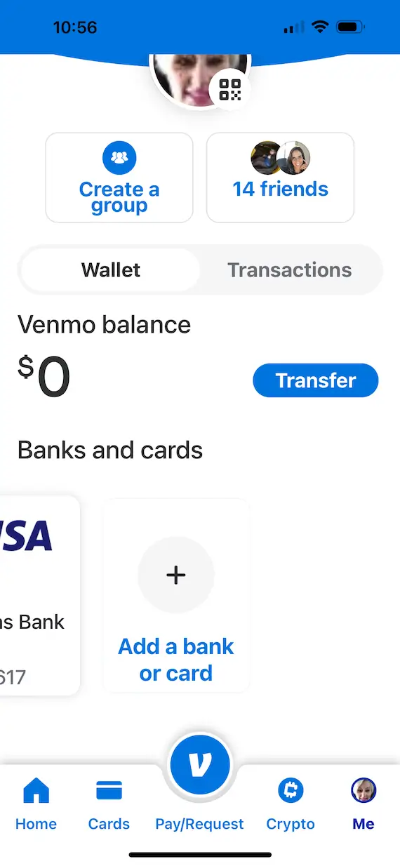 A screenshot showing the balance page on the Venmo app.