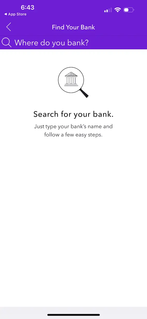 A screenshot showing how the Zelle payment app can be connected to a bank account.
