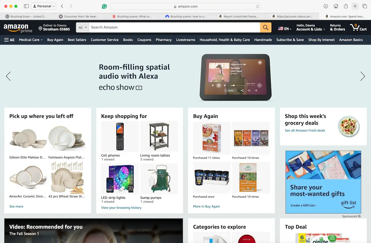 An image of the Amazon homepage.