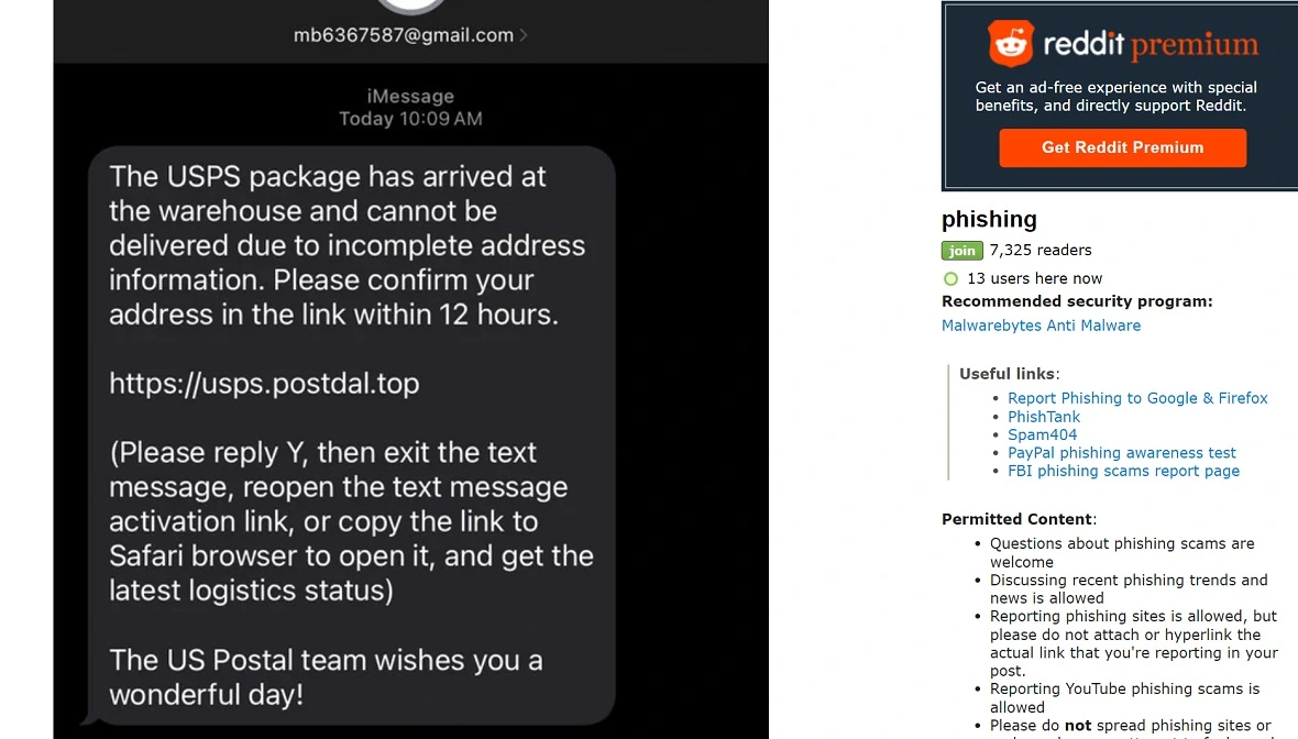 Image of a post shared by a Reddit user exposing darcula UPS impersonation phishing scam.
