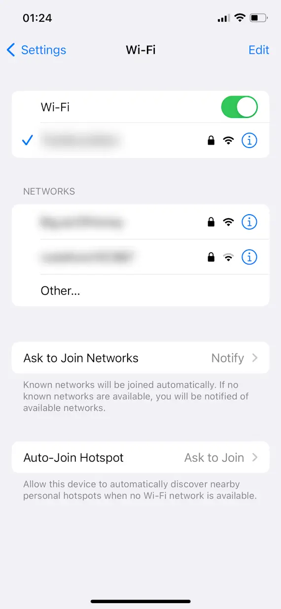 Step 2 for finding your network's SSID in your iPhone's settings.
