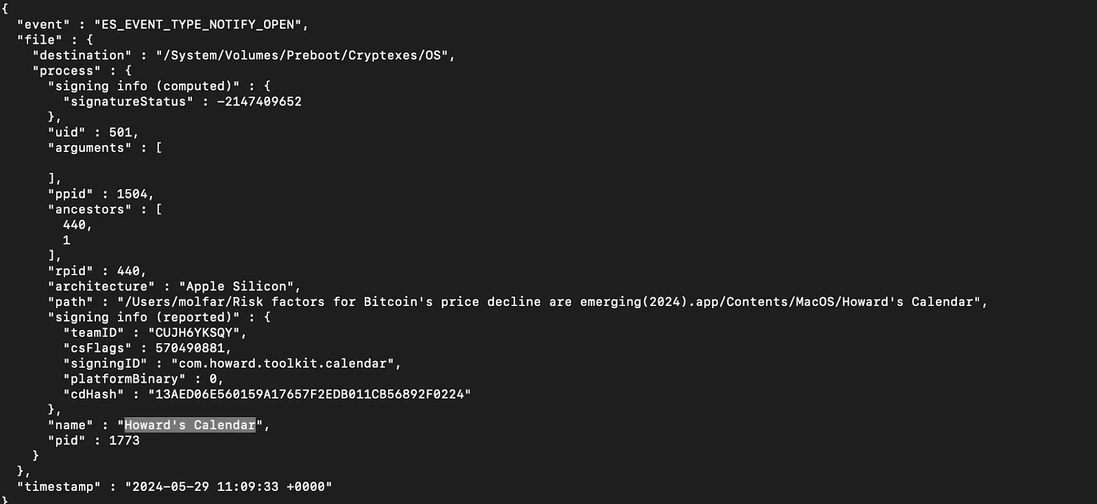 An image showing running a dropper in the SwiftBucket system.