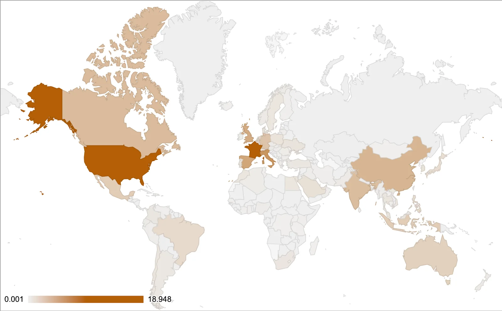 An image of a map showing geographical distribution of backdoor detection.