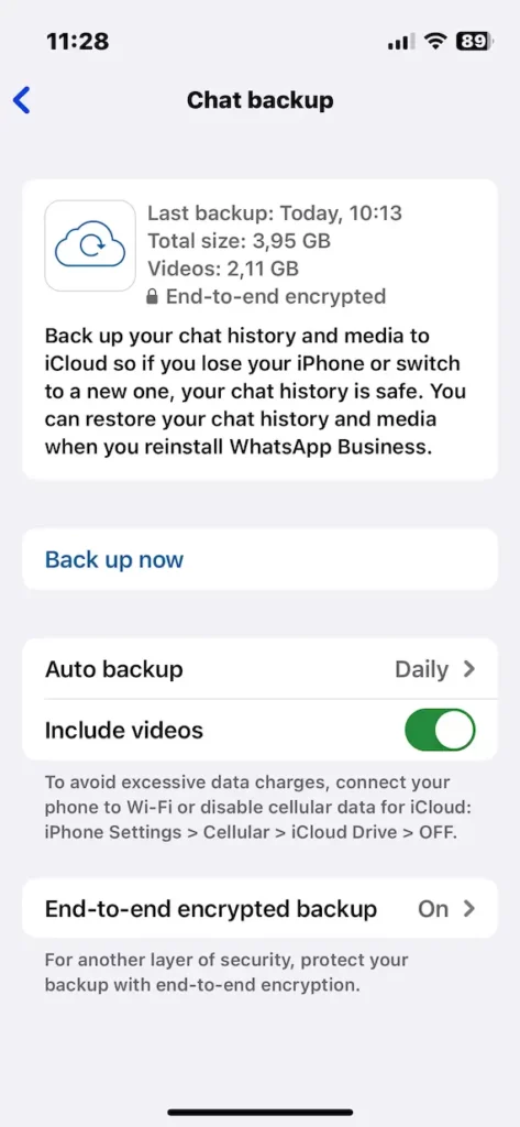 whatsapp backup settings