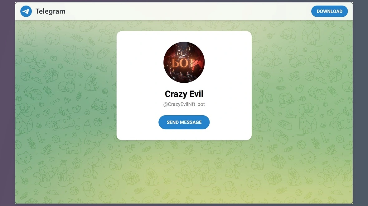 A screenshot of the Crazy Evil Telegram channel.