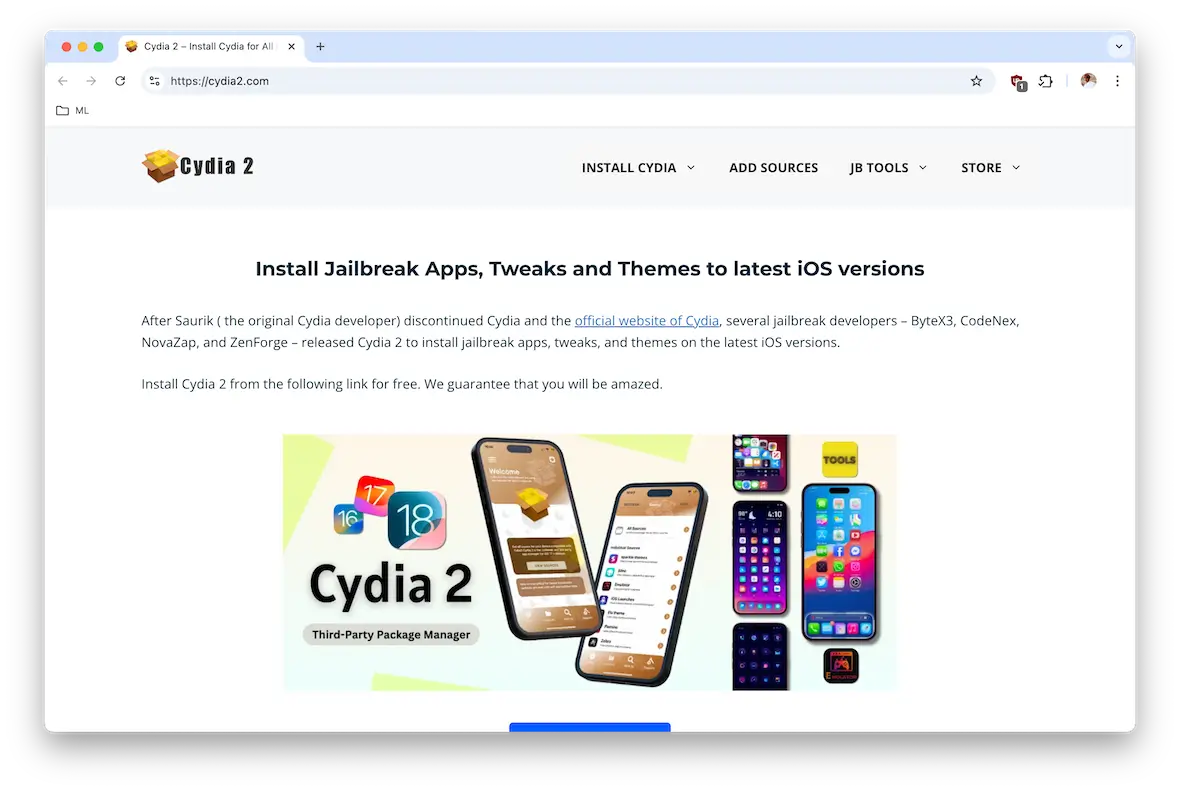 An image of the Cydia app.