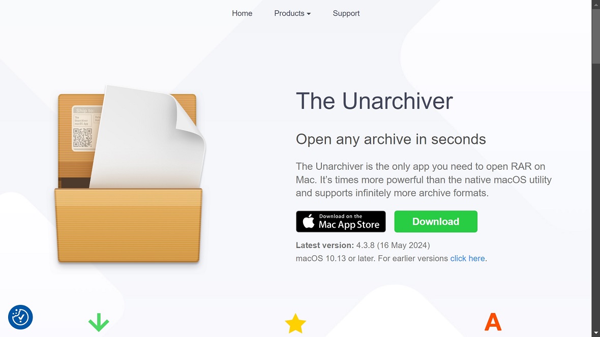 Image of the original The Unarchiver website from MacPaw.