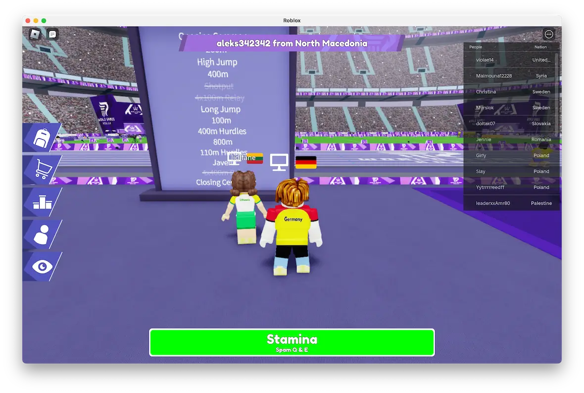 A screenshot of a Roblox Olympics game.