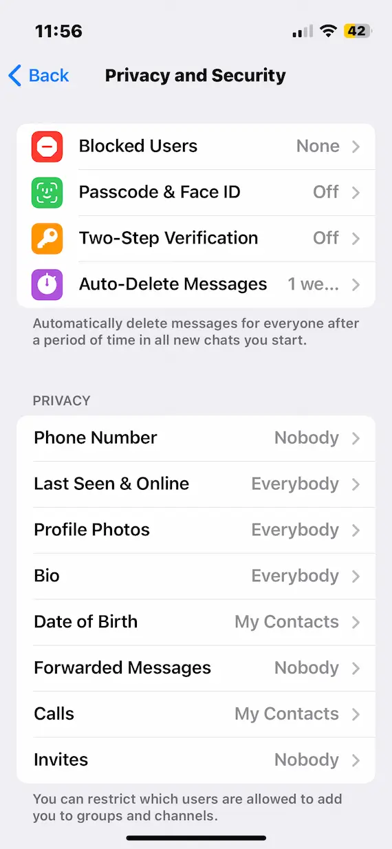 A screenshot showing how to enable 2-factor authentication on Telegram.