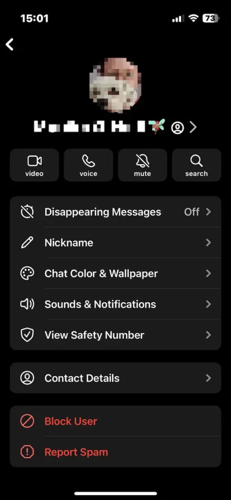 A screenshot of the Disappearing Messages setting in Signal.