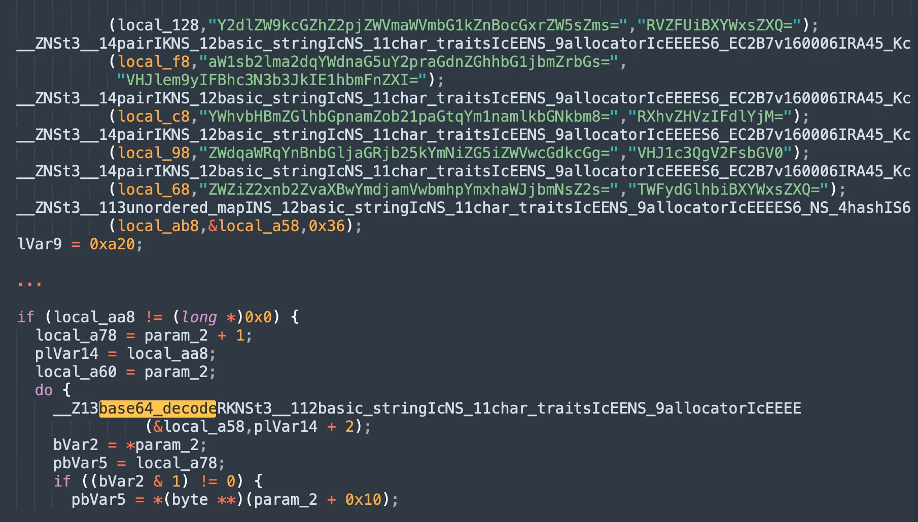 A screenshot of code showing a partial encoding technique.