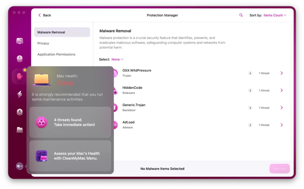 CleanMyMac protection interface 4 screenshot