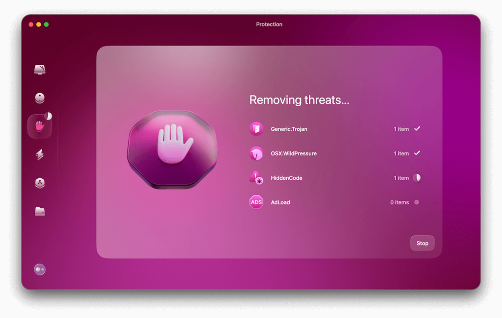 CleanMyMac protection progress screenshot