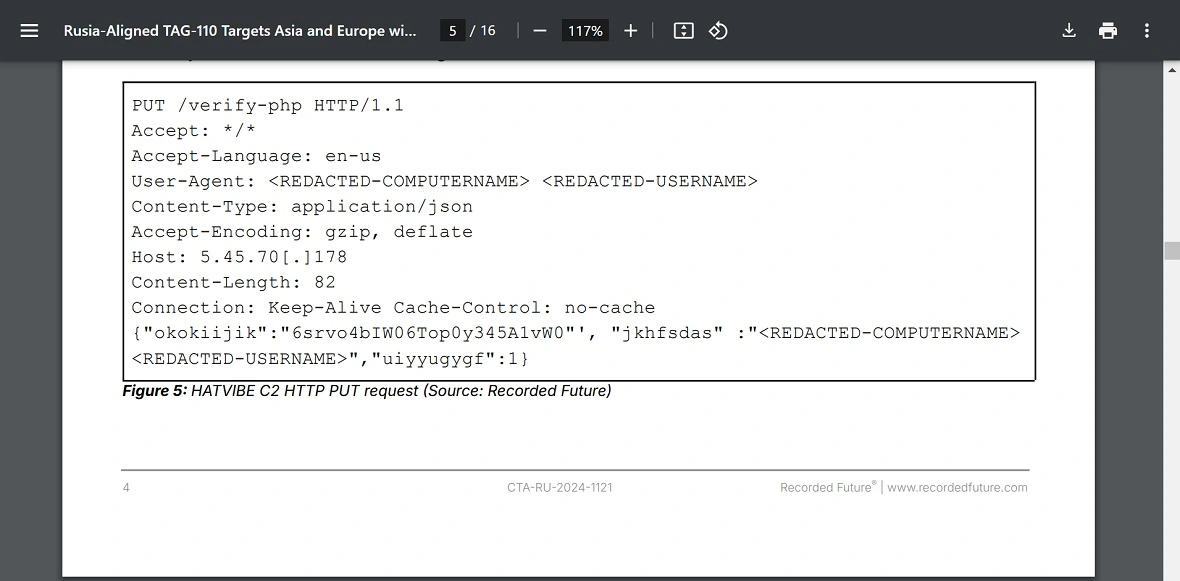 A screenshot of the code HATVIBE uses to establish communications with the attackers' C2 servers.