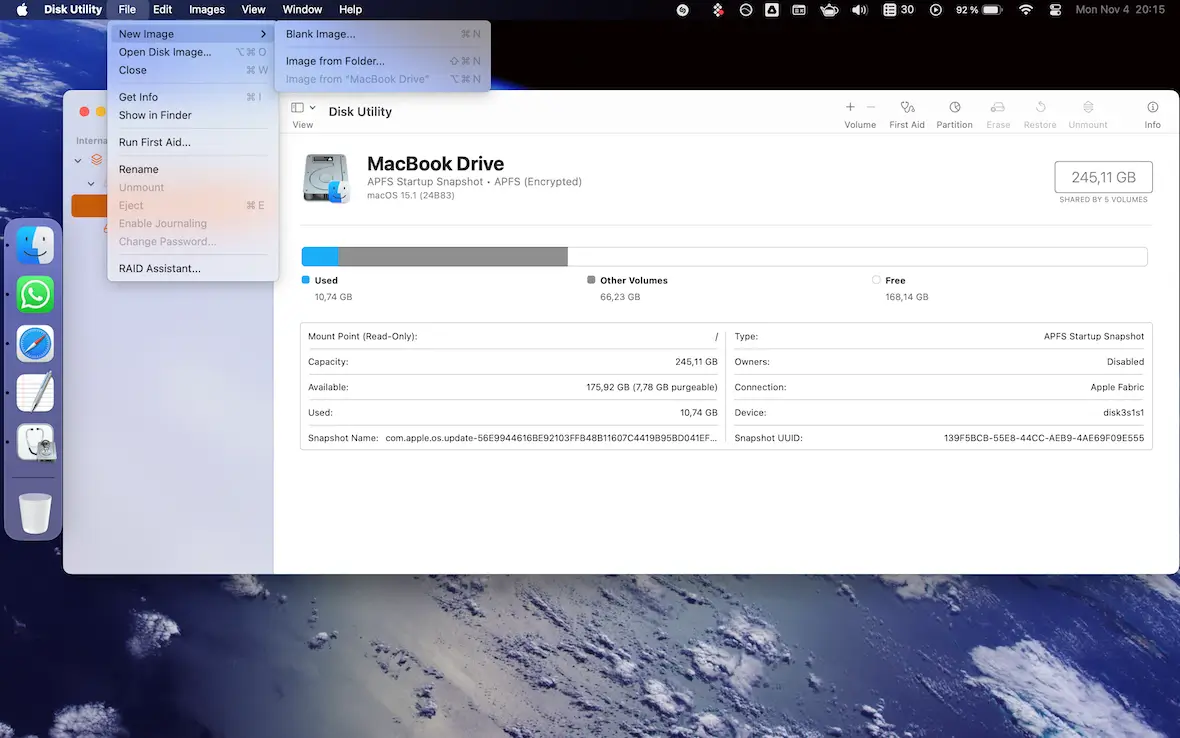 A screenshot of the Disk Utility settings on macOS.