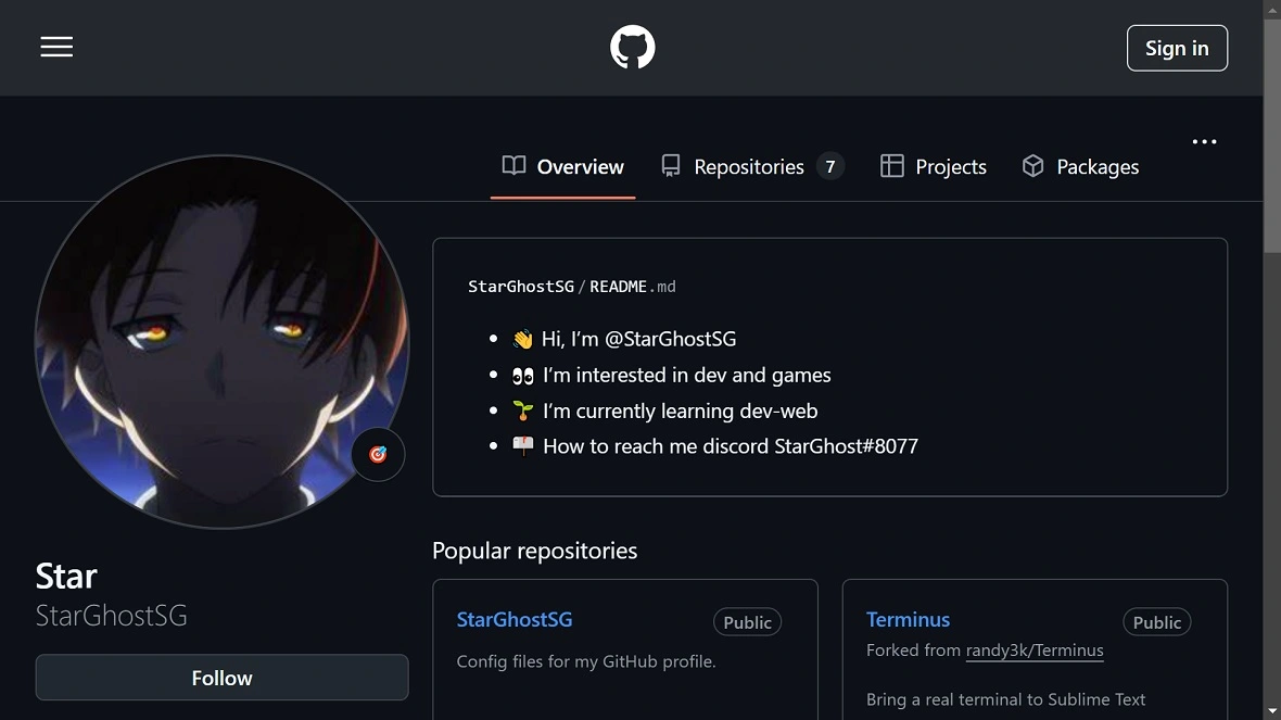 A screenshot of a GitHub account linked to the Stargazer Network.