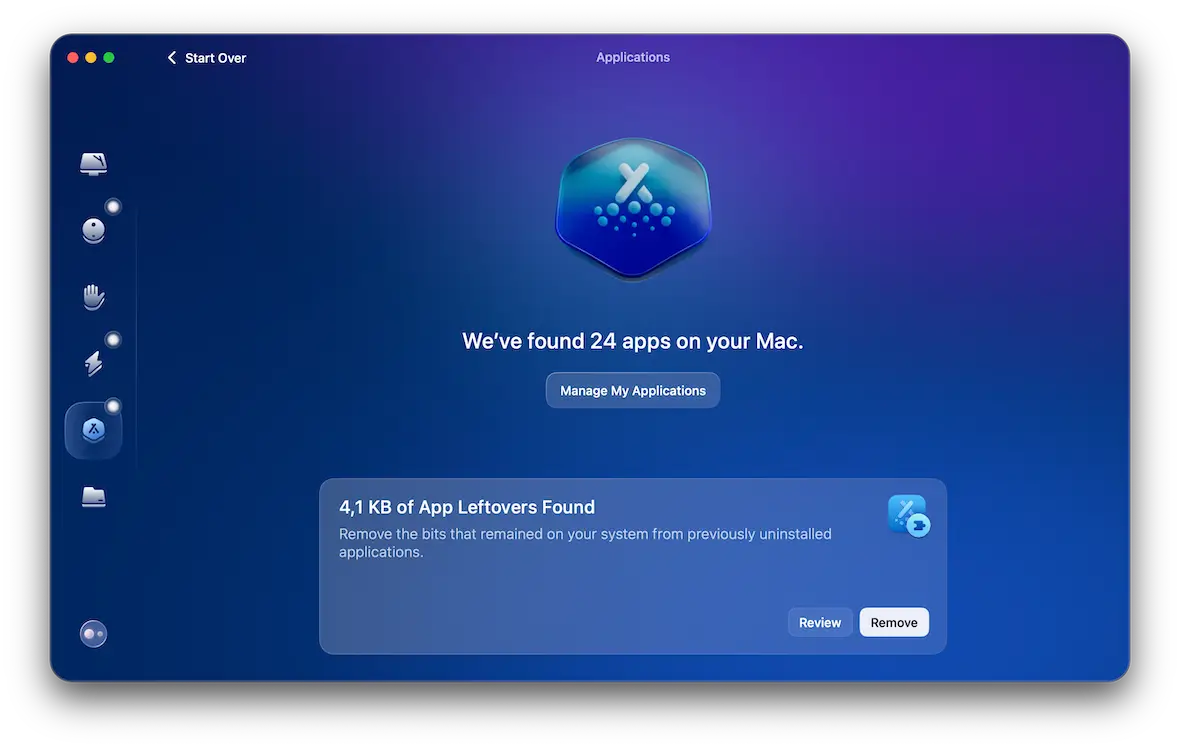 A screenshot of the CleanMyMac update installed apps screen.