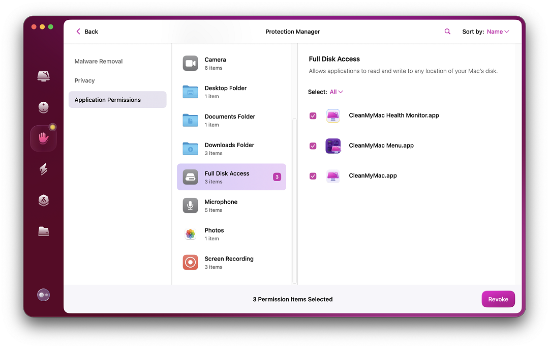 Screenshot of CleanMyMac scanning application accesses.