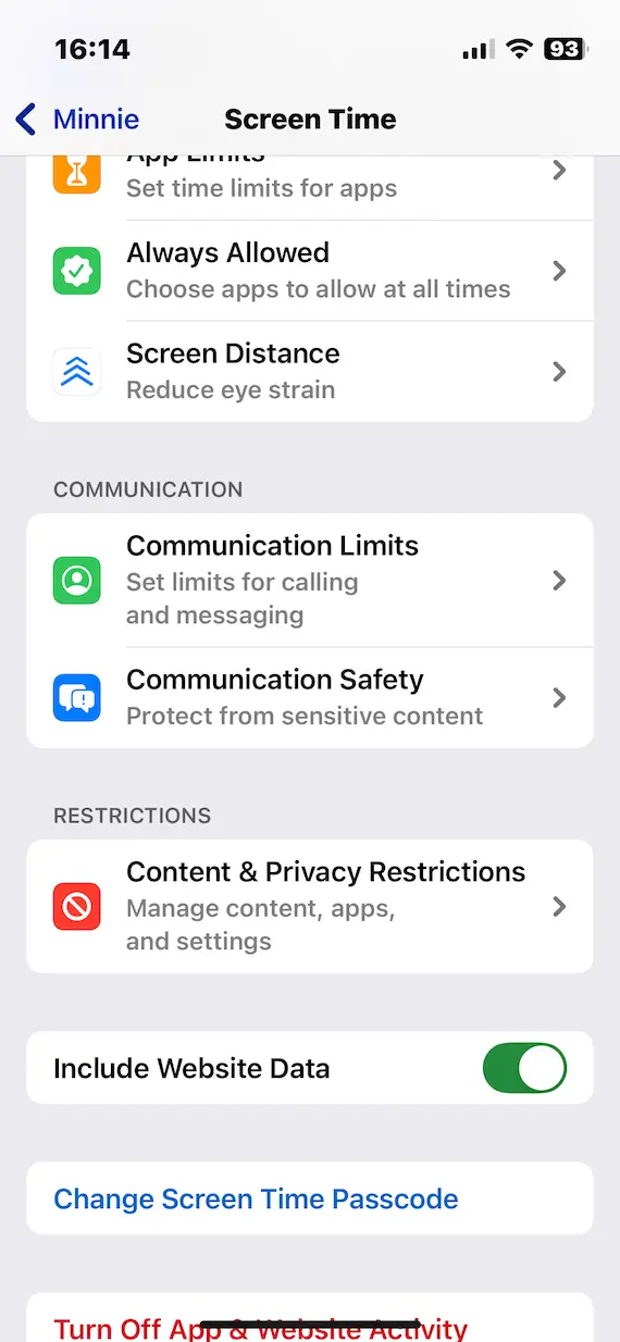 A screenshot of the Screen Time settings on iPhone, showing Content & Privacy Restrictions.