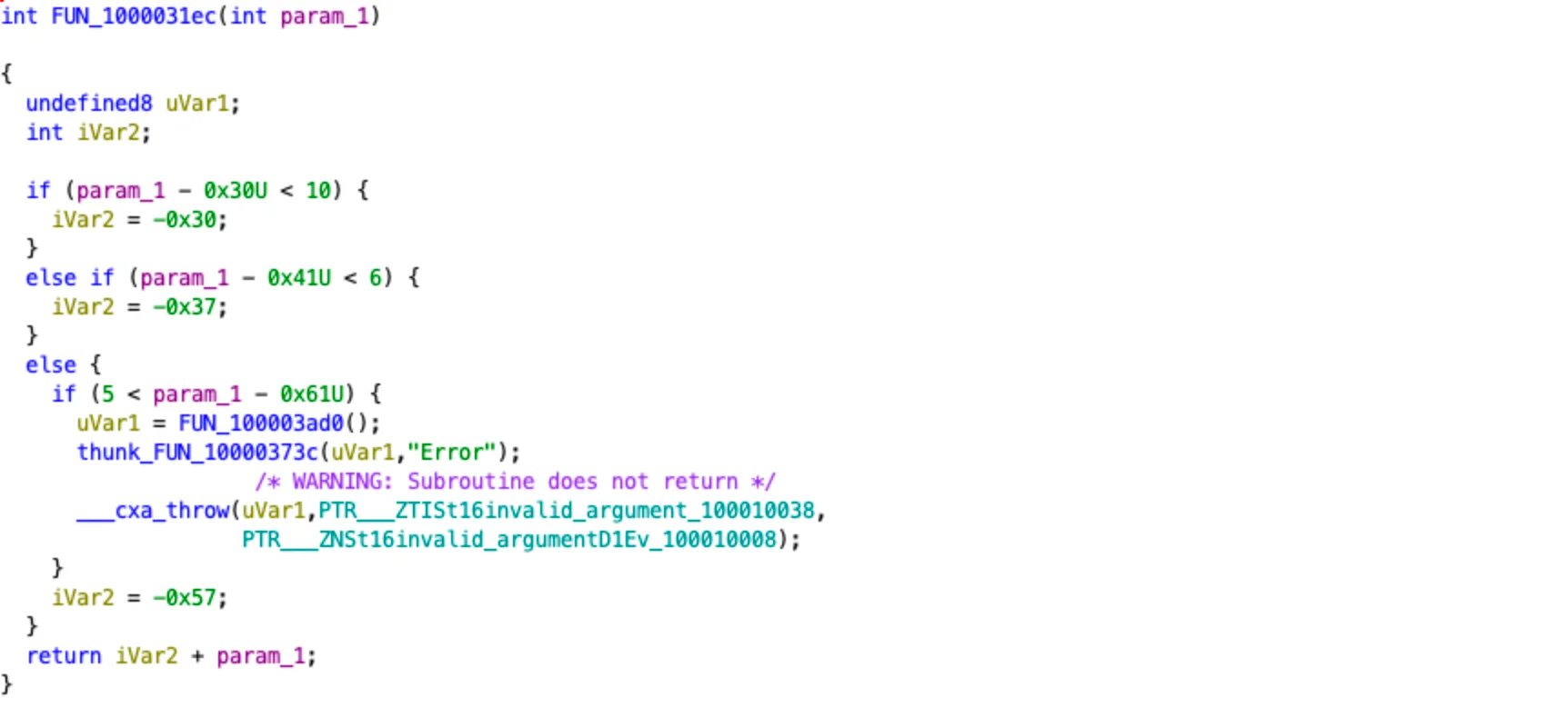 A snippet of code showing the use of patterns for malware code generation (part 3).