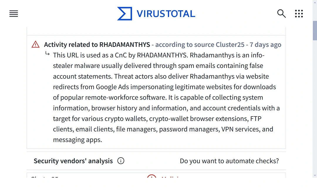 VirusTotal linked IP 64.233.181.94 to this new USPS scam campaign.