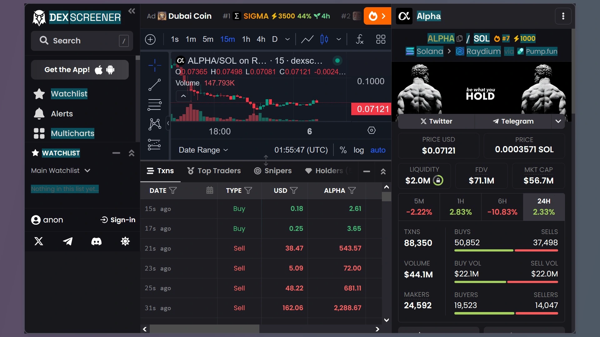 Screenshot of the trade Dex Screen Moonlock found on the malicious site discovered by Cyble.