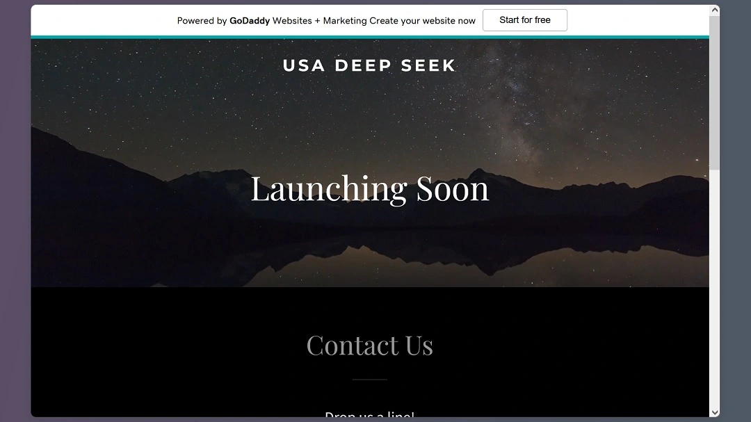 A screenshot of the site for "USA Deep Seek," a scam site identified by Cyble, which continues operating and is active.