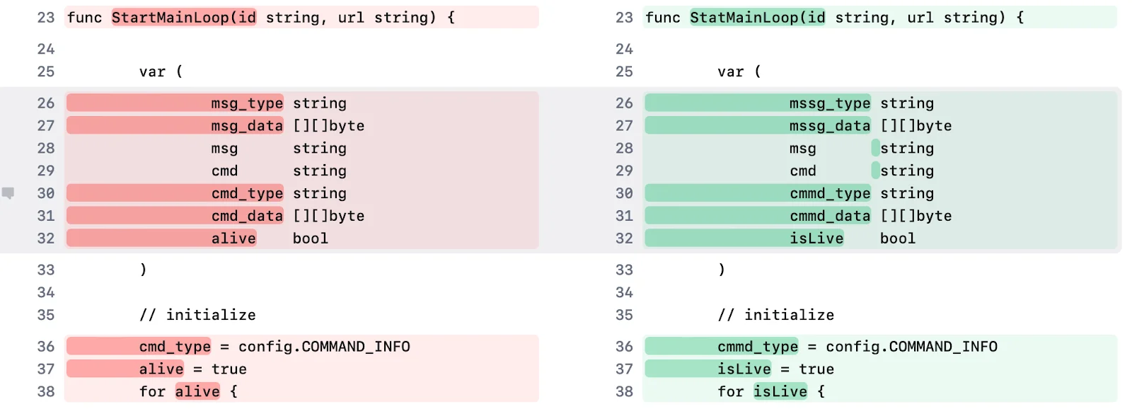 A screenshot showing the script for this malware compared to the original, showing that execution flow, persistence mechanisms, and stealer capabilities have not been changed.