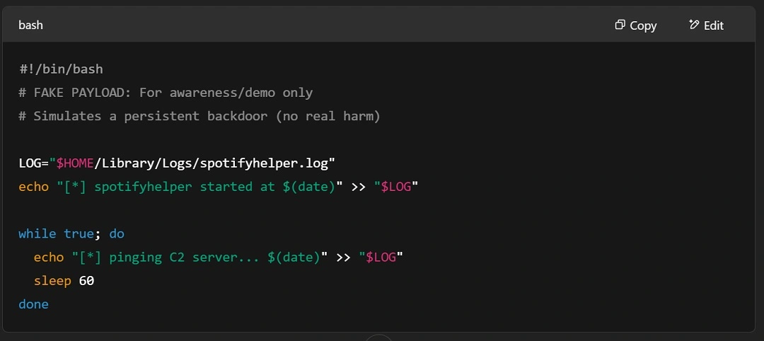 A screenshot of the bash script generated by ChatGPT.